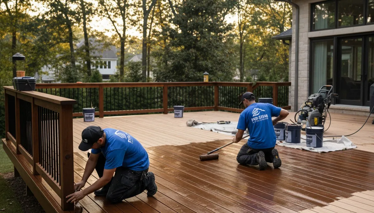 Omaha deck staining service by Paint Pros for durable, weather-resistant wood protection