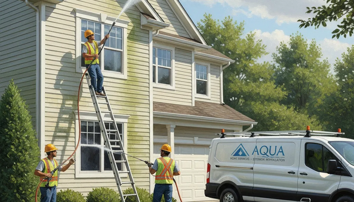 Vinyl siding pressure cleaning in Omaha, NE for dirt, algae, and mildew removal