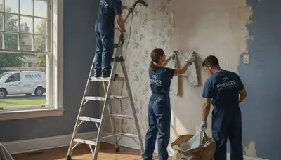 Professional wallpaper removal service in Omaha, NE for clean wall prep in a home interior